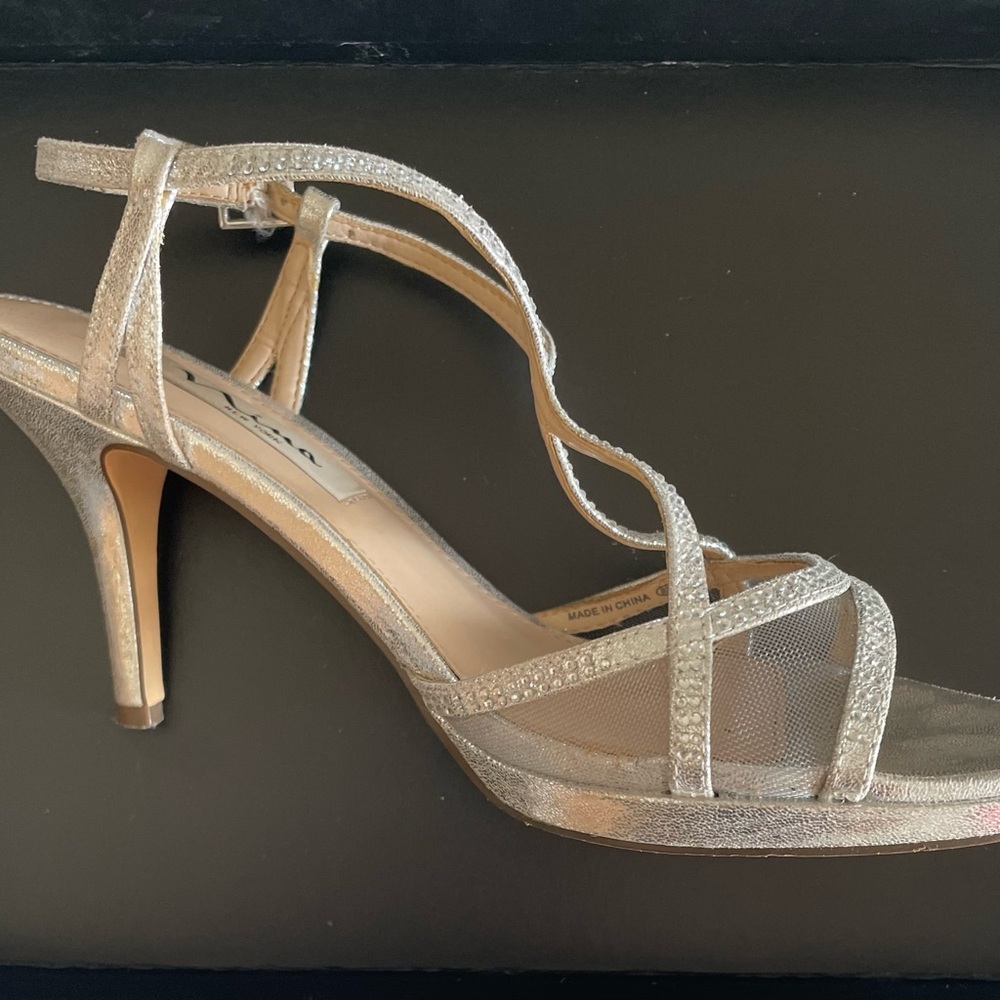 Nina Silver Strappy Heels with Elegant Design